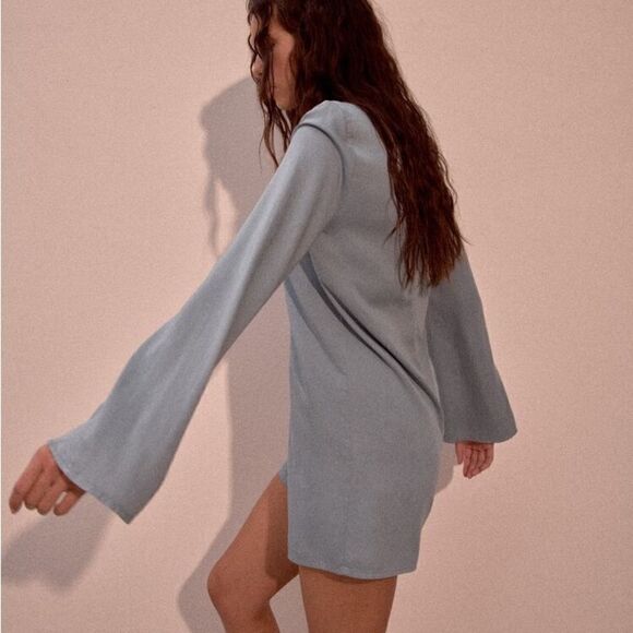 ZARA FLOWY SHORT JUMPSUIT BLUE / GRAY - Picture 3 of 9